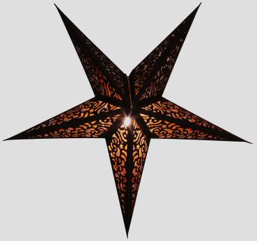 Baby Kala Black / Copperglitter - Foldable glowing Paperstar with 5 points, 40 cm
